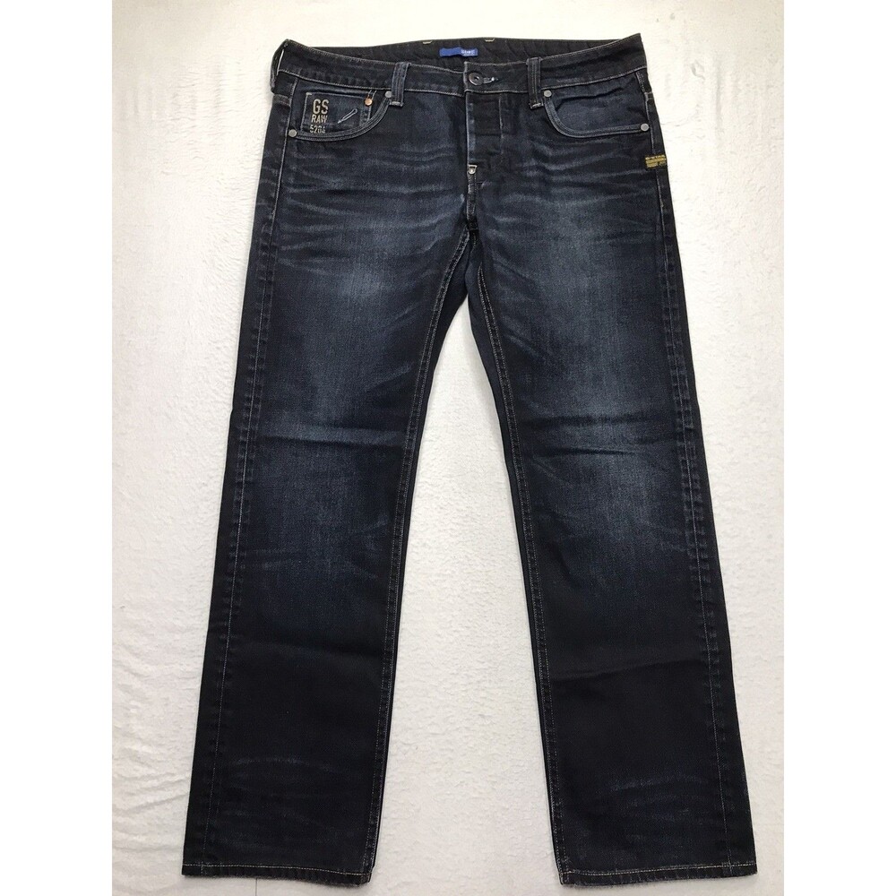 G STAR RAW Jean Men 33x30 Attacc Low Straight 5204 Button Fly Dark Wash